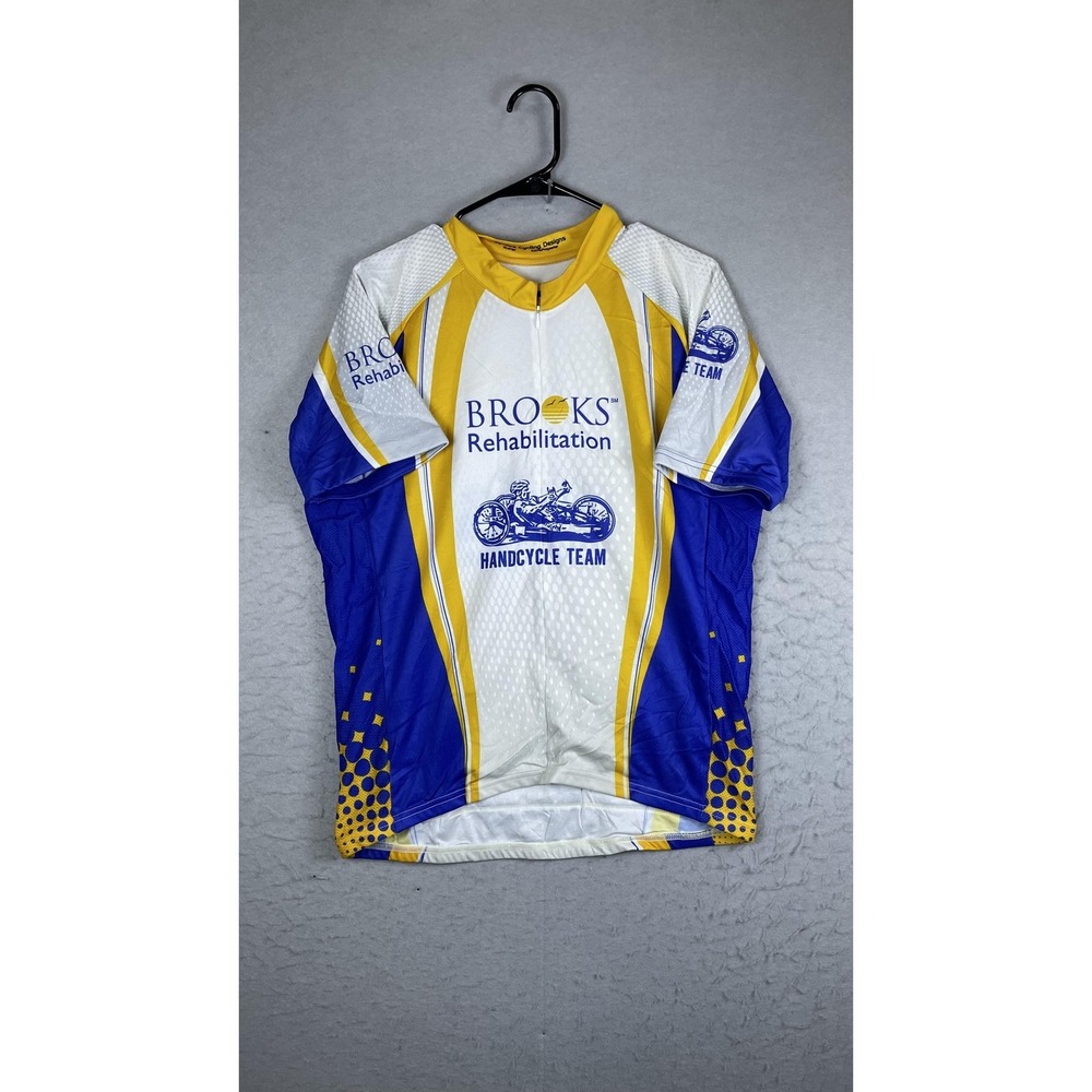 Spitfire Brooks Rehab Handcycle Cycling Jersey Mens XL White 1/2 Zip Bike Shirt